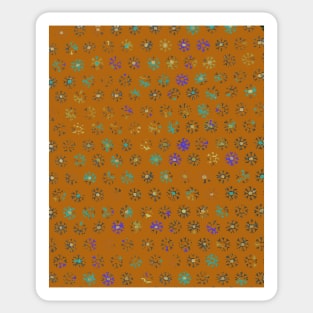 Petroglyph Sun Print, faded pattern on copper brown rust dark orange Sticker